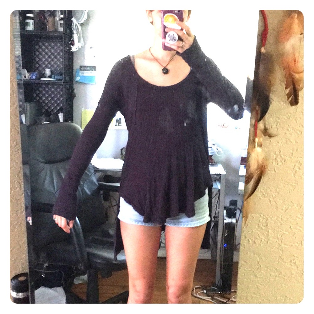 Long sleeve hi low sweater